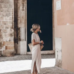 The Light Long Batwing Dress -Mikuta Store mikuta light long batwing dress beige suede buckle sandals 3736 scaled