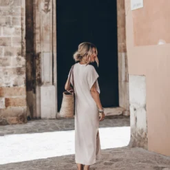 The Light Long Batwing Dress -Mikuta Store mikuta light long batwing dress beige suede buckle sandals 3752 scaled