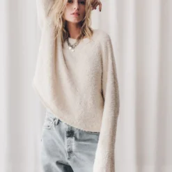 The Light Soft Knitted Sweater -Mikuta Store mikuta light soft knitted sweater blue baggy jeans black laced leather boots marie c SS25 1020 scaled