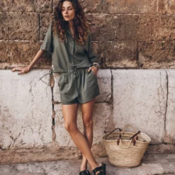 The Green Co-Ord Shirt -Mikuta Store mikuta olive co ord model aina 3171 scaled