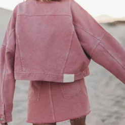 The Pink Cropped Denim Jacket 21 The Pink Cropped Denim Jacket -Mikuta Store mikuta pink cropped denim jacket pink denim skirt 2381 scaled
