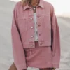 The Pink Cropped Denim Jacket -Mikuta Store mikuta pink cropped denim jacket pink denim skirt 2690 scaled