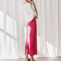The Pink Long Cupro Skirt