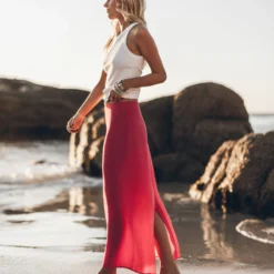 The Pink Long Cupro Skirt -Mikuta Store mikuta pink long cupro skirt white standard tank top johanna r ss25 8869 scaled