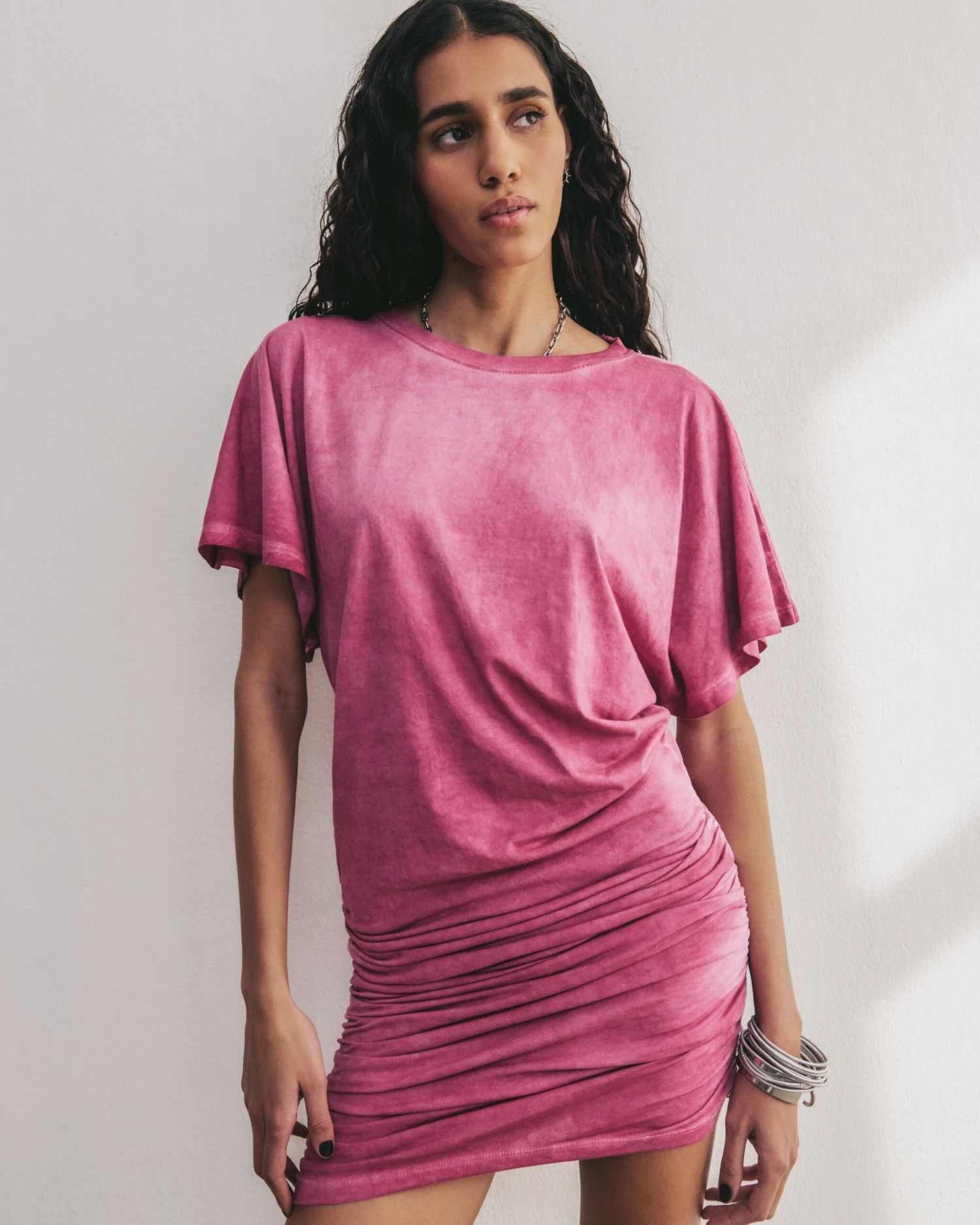 The Pink Short Draped T-Shirt Dress 4 The Pink Short Draped T-Shirt Dress - Image 2