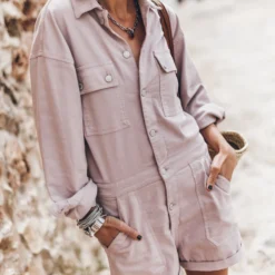 The Pink Short Jumpsuit -Mikuta Store mikuta pink short jumpsuit 6861 scaled