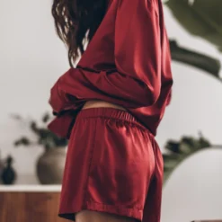 The Red Silk Boxer Shorts -Mikuta Store mikuta red silk shirt red silk boxer shorts leonie s ss25 21 scaled