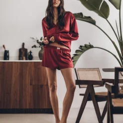 The Red Silk Boxer Shorts -Mikuta Store mikuta red silk shirt red silk boxer shorts leonie s ss25 5980 1 scaled