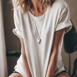 The Silver Long Heart Necklace