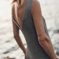 The Silver Sparkly Thin Long Knit Dress -Mikuta Store mikuta silver sparkly thin long knit dress 2782 scaled