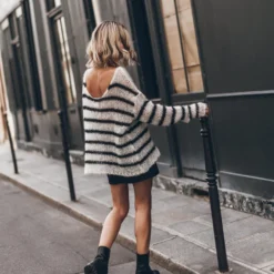 The Striped Mohair Knitted Sweater -Mikuta Store mikuta striped mohair knitted sweater 3819 scaled