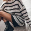 The Striped Mohair Knitted Sweater -Mikuta Store mikuta striped mohair knitted sweater 4296 scaled