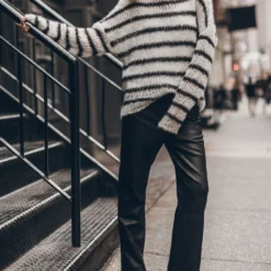 The Striped Mohair Knitted Sweater -Mikuta Store mikuta striped mohair knitted sweater straight leather pants 9755 scaled