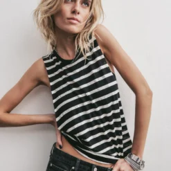 The Striped Oversized Tank Top -Mikuta Store mikuta striped oversized tank top black loose jeans marie c SS25 2178 scaled