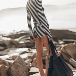 The Striped Ribbed Longsleeve -Mikuta Store mikuta striped ribbed longsleeve striped ribbed shorts charcoal large canvas bag 2157 scaled