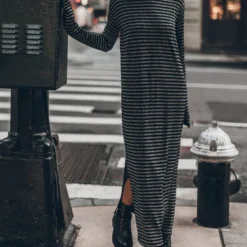 The Striped Sparkly Longsleeve Dress -Mikuta Store mikuta striped sparkly longsleeve dress black laced leather boots 9044 scaled