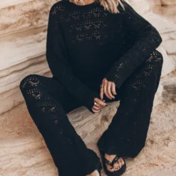 The Black Studded Leather Sandals -Mikuta Store mikuta the black crochet sweater the black crochet pants the black studded leather sandals 0431 2 scaled