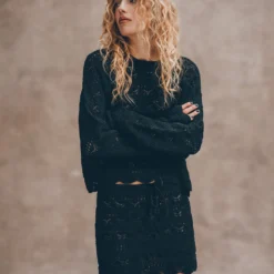 The Black Crochet Sweater -Mikuta Store mikuta the black crochet sweater the black crochet skirt liva b SS25 079 1 scaled