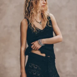 The Black Crochet Tank Top -Mikuta Store mikuta the black crochet tank top the black crochet pants liva b SS25 03 602 scaled