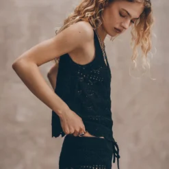 The Black Crochet Tank Top -Mikuta Store mikuta the black crochet tank top the black crochet pants liva b SS25 03 635 scaled