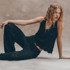 The Black Crochet Tank Top -Mikuta Store mikuta the black crochet tank top the black crochet pants liva b SS25 03 735 crop2 scaled