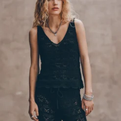The Black Crochet Tank Top -Mikuta Store mikuta the black crochet tank top the black crochet pants liva b SS25 03 817 scaled