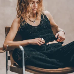 The Black Crochet Tank Top -Mikuta Store mikuta the black crochet tank top the black crochet pants liva b SS25 03 951 scaled