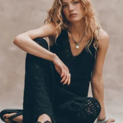 The Black Studded Leather Sandals -Mikuta Store mikuta the black crochet tank top the black crochet pants the black studded leather sandals liva b SS25 03 683 1 scaled