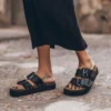 The Black Leather Buckle Sandals -Mikuta Store mikuta the black long lyocell slip dress the black leather buckle sandals aina b SS25 7162 scaled
