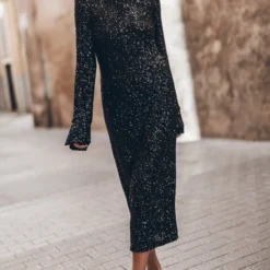 The Black Long Sequin Dress