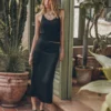 The Black Long Slip Skirt -Mikuta Store mikuta the black long slip skirt the black fine tank top the black chunky sandals lena w SS25 04 scaled