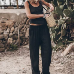 Mikuta Store 27 The Black Loose Linen Pants