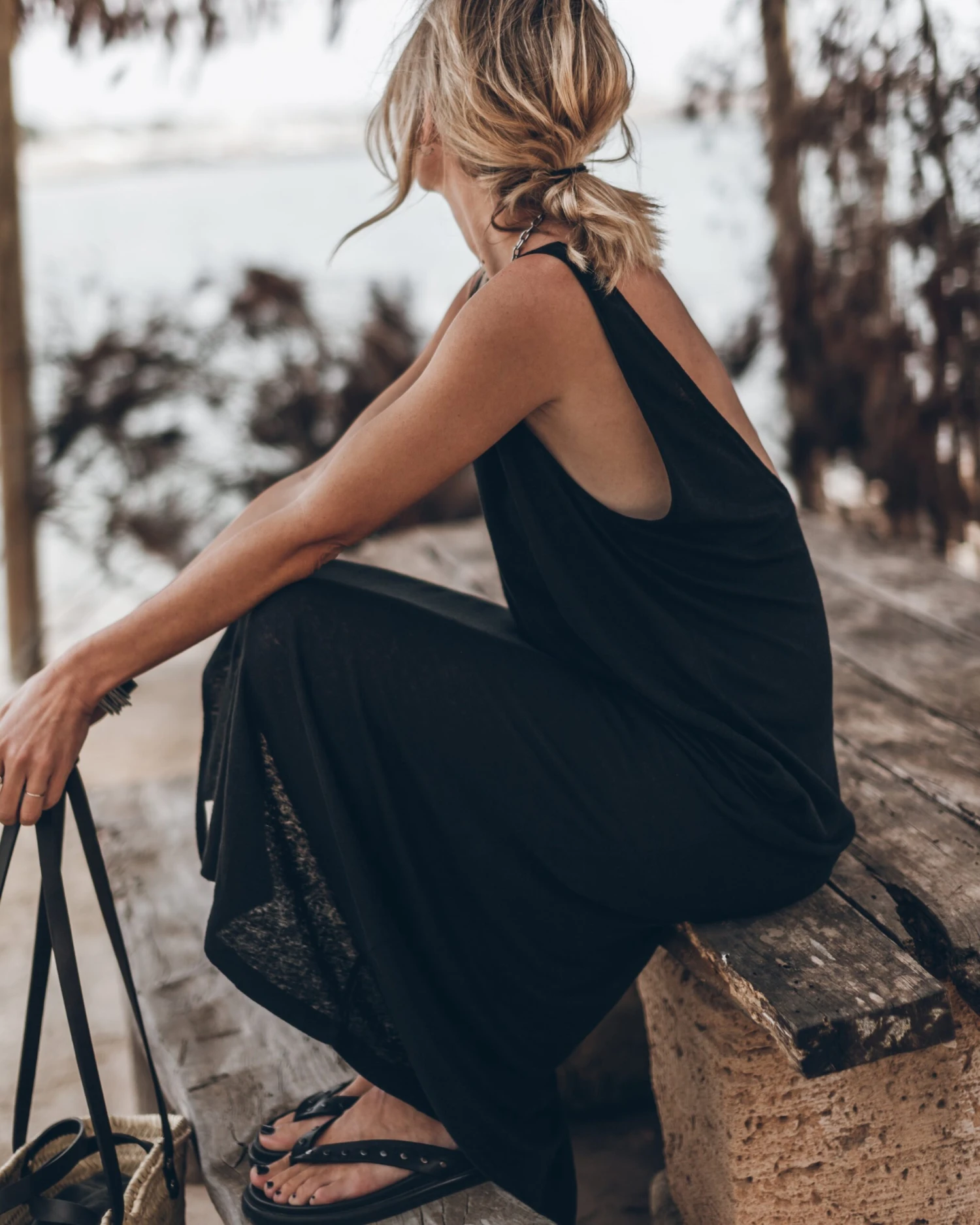 The Black Low Back Linen Tank Dress 6 The Black Low Back Linen Tank Dress - Image 4
