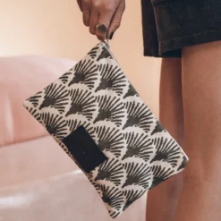 The Black Printed Canvas Pouch