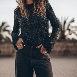 The Black Sequin Blouse