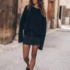 The Black Soft Knitted Sweater 10 The Black Soft Knitted Sweater -Mikuta Store mikuta the black soft knitted sweater the black denim skirt the black leather buckle sandals the minou bag aina b SS25 7688 scaled