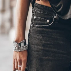 The Cuff -Mikuta Store mikuta the cuff the chain the bangles the heart ring the rotate ring the f necklace the dark low back base tank top the black baggy jeans 8799 scaled