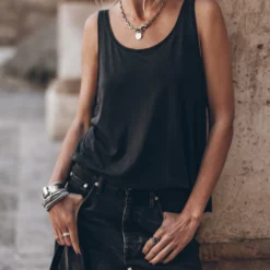The Dark Base Tank Top -Mikuta Store mikuta the dark base tank top the black strappy leather sandals the black baggy jeans 8174 scaled