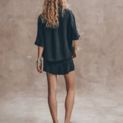 The Dark Co-Ord Shirt -Mikuta Store mikuta the dark co ord shirt the dark co ord shorts the black leather buckle sandals liva b SS25 3587 scaled