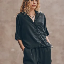 The Dark Co-Ord Shirt -Mikuta Store mikuta the dark co ord shirt the dark co ord shorts the black leather buckle sandals liva b SS25 3619 scaled