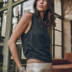 The Dark Draped Tank Top