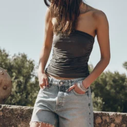 The Dark Faded Ruched Bandeau Top