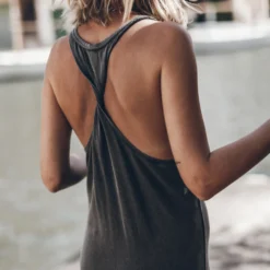 The Dark Faded Twisted Tank Dress -Mikuta Store mikuta the dark faded twisted tank dress the black studded leather sandals 2250 scaled