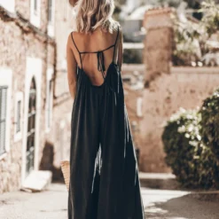 The Dark Flowy Jumpsuit 22 The Dark Flowy Jumpsuit -Mikuta Store mikuta the dark flowy jumpsuit the black leather buckle sandals the large cesta bag 5308 scaled