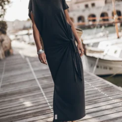 The Dark Long Knotted Batwing Dress -Mikuta Store mikuta the dark long knotted batwing dress the black studded leather sandals 9389 scaled