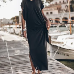 The Dark Long Knotted Batwing Dress