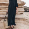 The Dark Long Loose T-Shirt Dress -Mikuta Store mikuta the dark long loose t shirt dress the black studded leather sandals the large cesta bag 5216 scaled