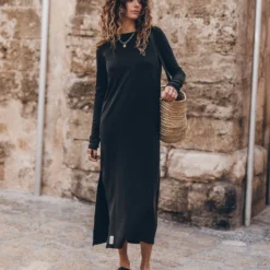 The Dark Longsleeve Dress 11 The Dark Longsleeve Dress -Mikuta Store mikuta the dark longsleeve dress the black leather buckle sandals the large raffia basket bag aina b SS25 9673 scaled