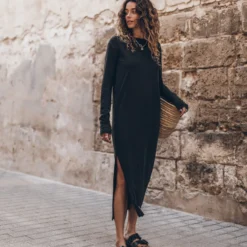 The Dark Longsleeve Dress 12 The Dark Longsleeve Dress -Mikuta Store mikuta the dark longsleeve dress the black leather buckle sandals the large raffia basket bag aina b SS25 9830 scaled
