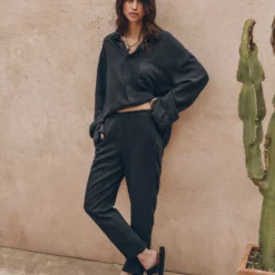 The Dark Chill Pants -Mikuta Store mikuta the dark loose lyocell shirt the dark chill pants the black leather buckle sandals the small cesta bag myriam t SS25 04 4 scaled